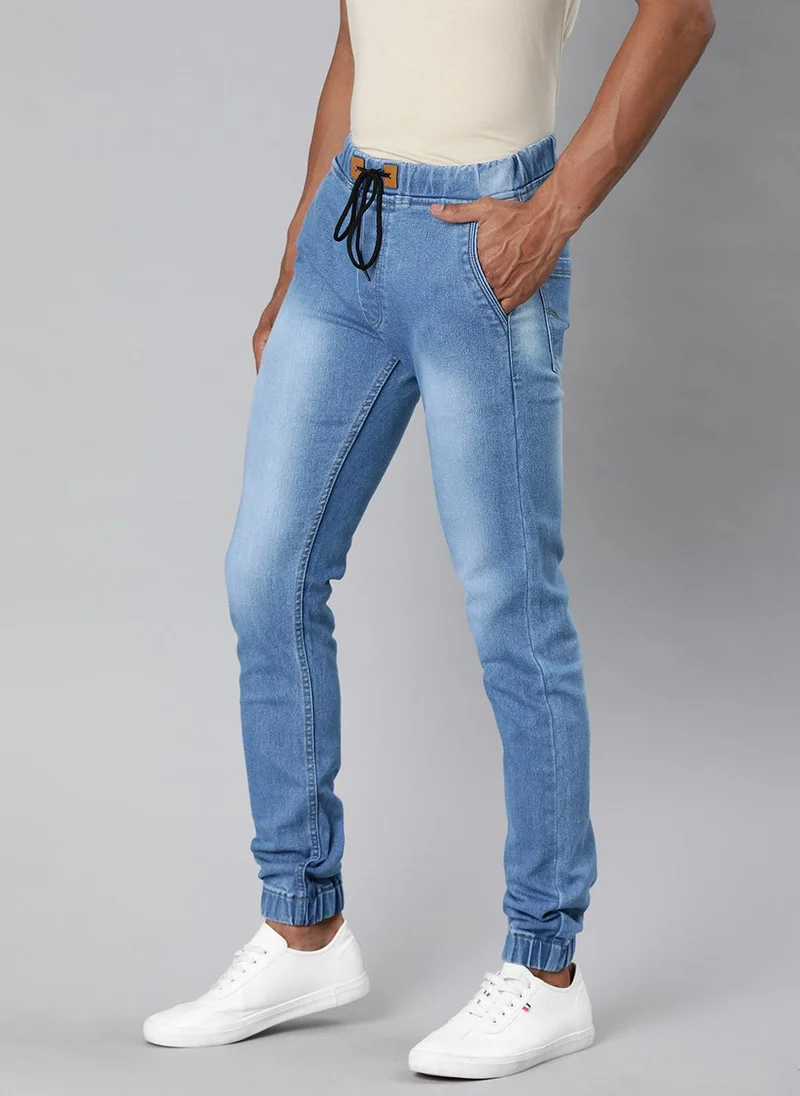 Urbano Fashion  Urbano Fashion Men's Light Blue Slim Fit Washed Jogger Jeans Stretchable for Men | Best Price UAE